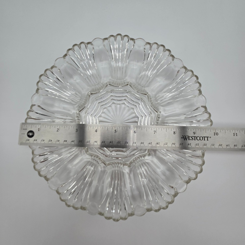 VTG Anchor Hocking Oyster Plate Clear Glass Deviled Egg Scalloped Grandmacore - Picture 5 of 7